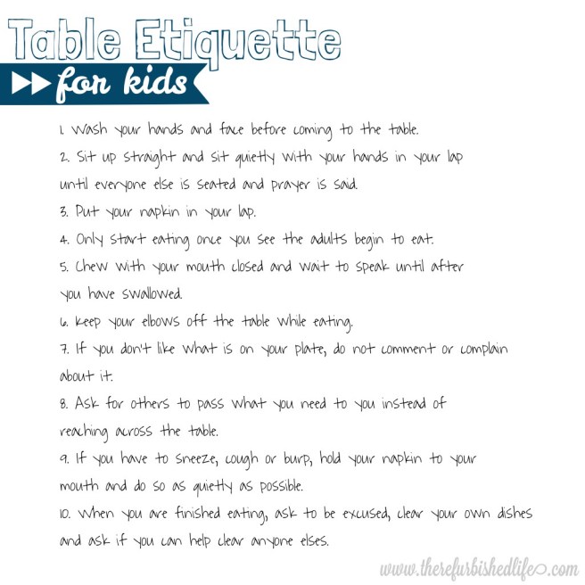 table etiquette for kids